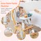 Babyjoy Baby Travel Booster Seat with Double Tray Portable Folding Toddler Dining Chair Gray/Blue